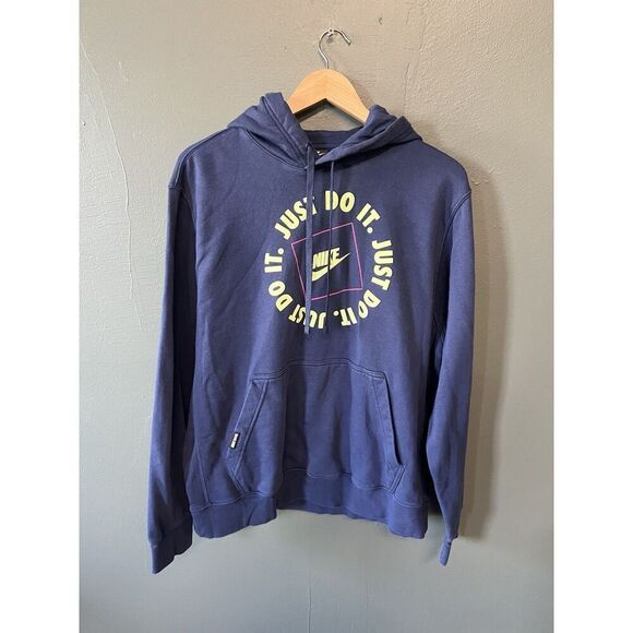 Nike Sportswear Mens Blue Pullover Hooded Graphic Sweatshirt Size Large - Picture 1 of 3